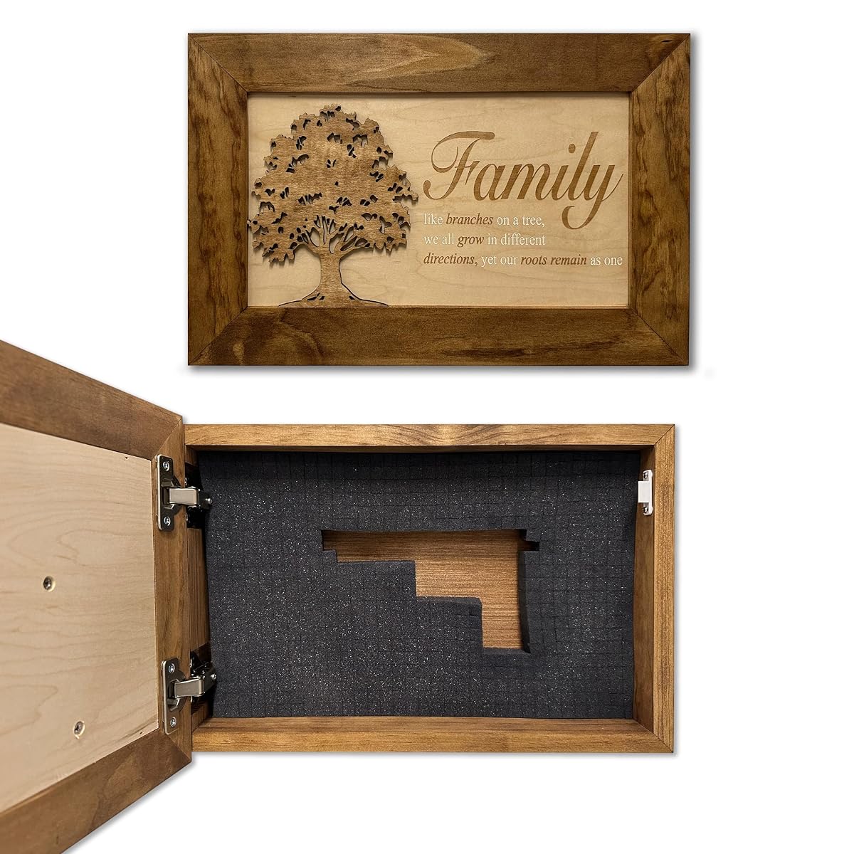 Family Tree Hidden Gun Safe Concealment Furniture | Concealed Shelf, Home Self Defense, Secret Compartment, Handmade in the USA