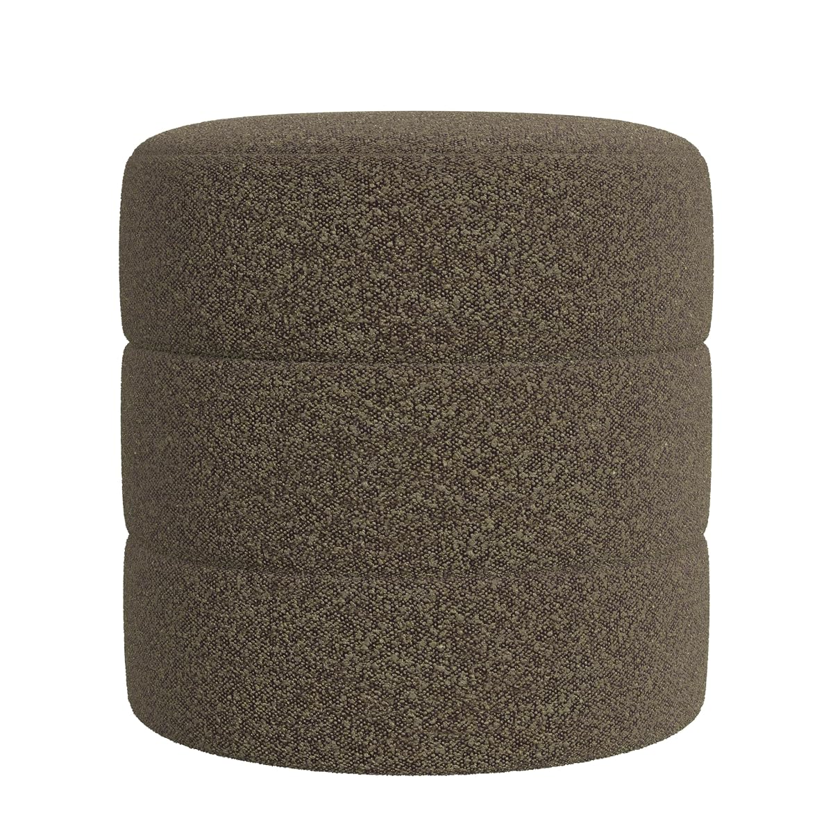 18" Round Ottoman - Dark Brown Boucle
