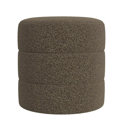 18" Round Ottoman - Dark Brown Boucle