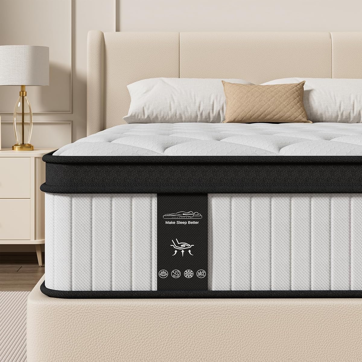 King Size Mattress, 12 Inch Hybrid Mattress King Size in a Box, Medium Firm