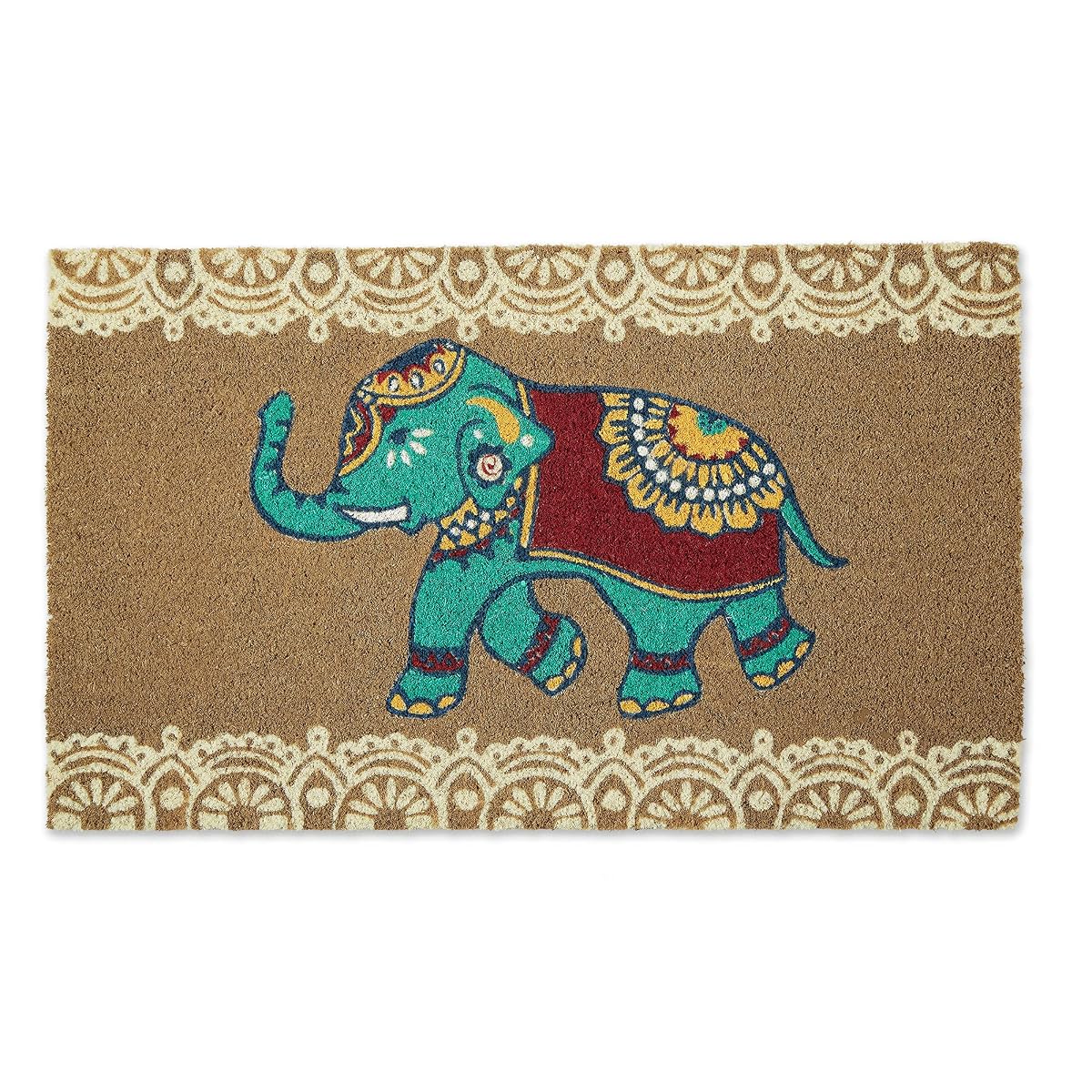 Animal Collection Natural Coir Doormat, 17x29, Indian Elephant