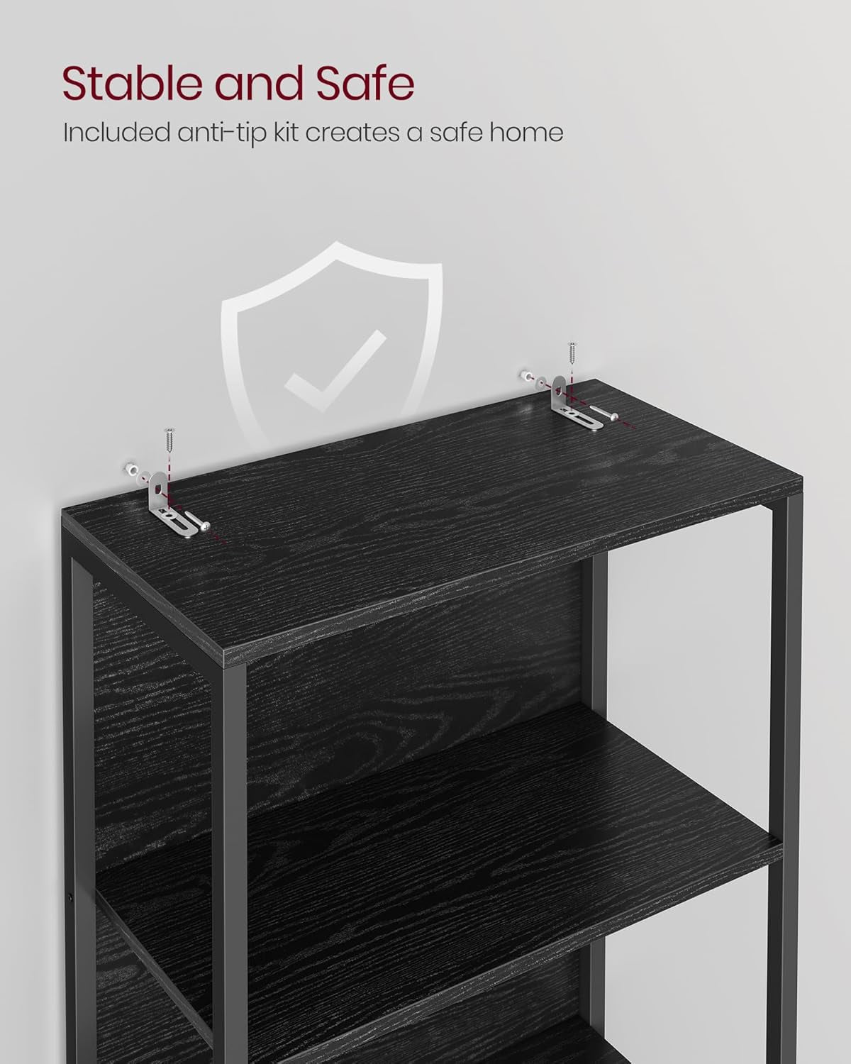 6-Tier LED Bookshelf, Display Shelf with Dimmable Lights, LED Bookcase with Steel Frame, 11.9 X 15.7 X 70.3 Inches, for Living Room, Bedroom, Office, Black with Wood Grain ULLS121B56