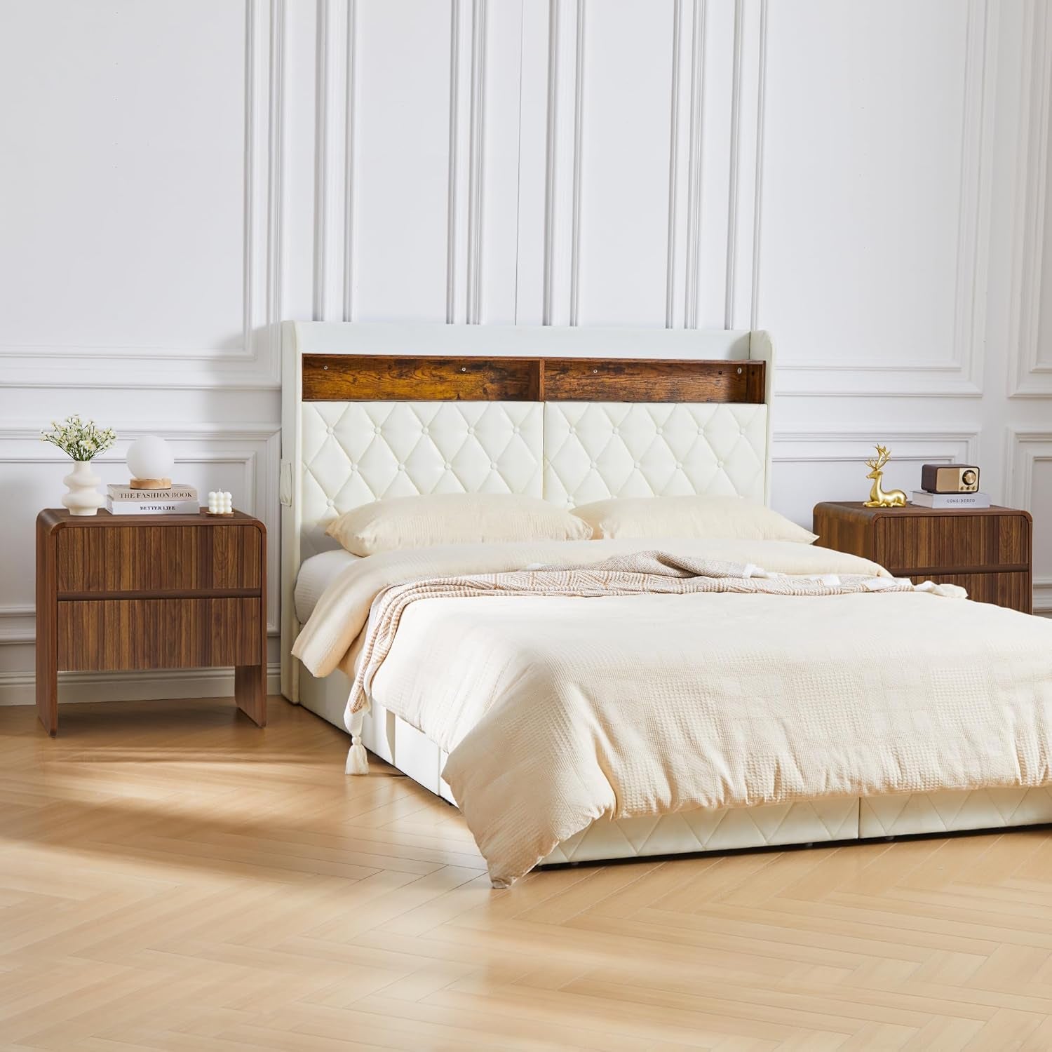 Flute 2 Drawer Dresser,Mid Century Modern Small Nightstand with 2 Drawer for Bedroom, Wood Side Table with Curved Profile for Living Room,Hallway,Enterrway (Brown, 2 Drawers)