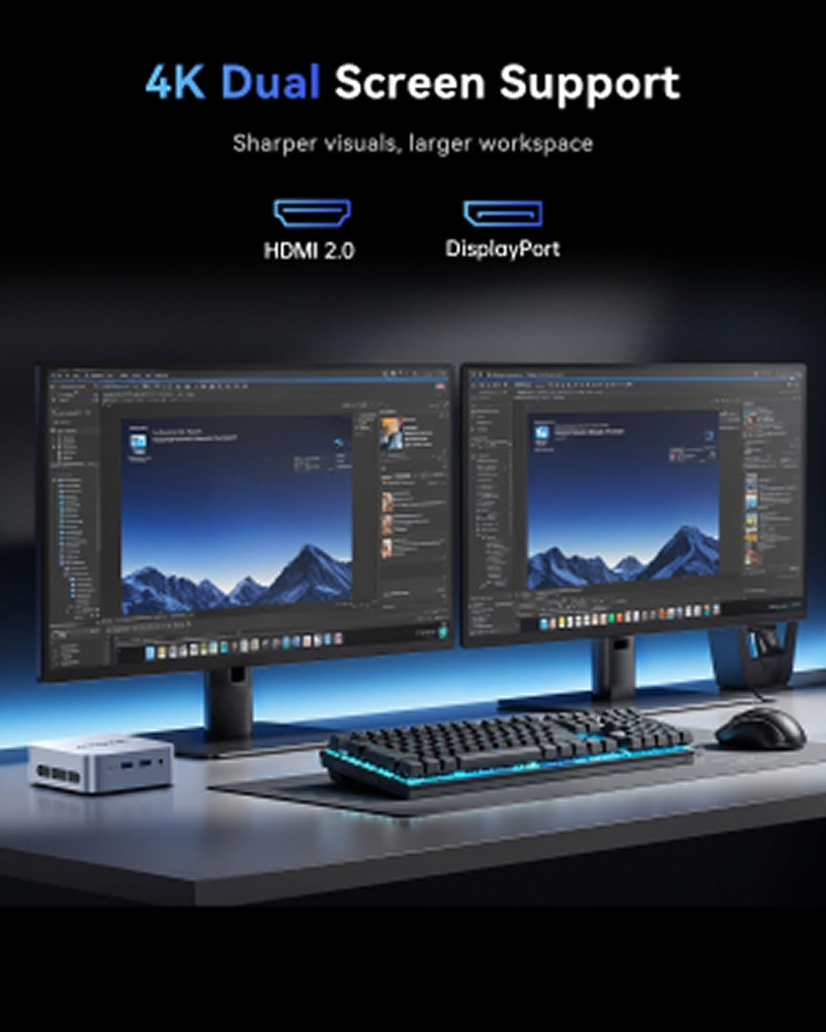 Mini Pc 11 Pro, Processor N95 (Beat N100/N150) up to 3.4 Ghz Mini Computers, 16GB DDR4 256GB SSD, 4K Dual Display Wifi BT VESA Micro Small Pc for Business and Home, Mini Desktop