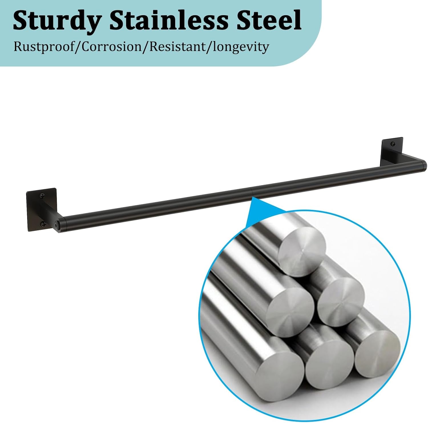 2 Packs 24 Inch Bathroom Towel Bar, Matte Black Towel Racks for Bathroom,  Bathroom Towel Rack Wall Mounted, Bath Hand Towel Holder Organizer, Modern Home Decor Towel Rod