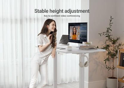 Electric Standing Desk Adjustable Height, 40 X 24 Inches Stand up Desk with Cable Management, Home Office Desks with Splice Board & White Frame, White Top