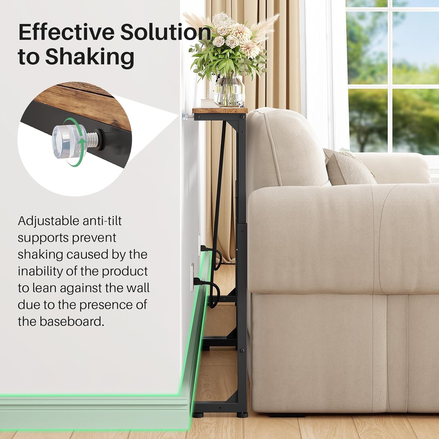 2-Pack Narrow Console Table with Adjustable Height (25"-33") & 2 Power Outlets, Skinny behind Couch Table, 78.8" Long X 5.9" Wide Sofa Side Table for Living Room, Rustic Brown | 2-Pack, behind Sofa Couch