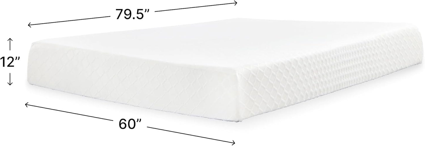 Signature Design by Ashley Chime 12 Memory Foam Mattress, Ultra Plush Contouring Support, Thick Memory Foam for Pressure Relief, Mattress in a Box, Queen Size