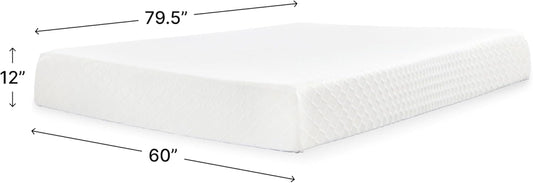 Signature Design by Ashley Chime 12 Memory Foam Mattress, Ultra Plush Contouring Support, Thick Memory Foam for Pressure Relief, Mattress in a Box, Queen Size