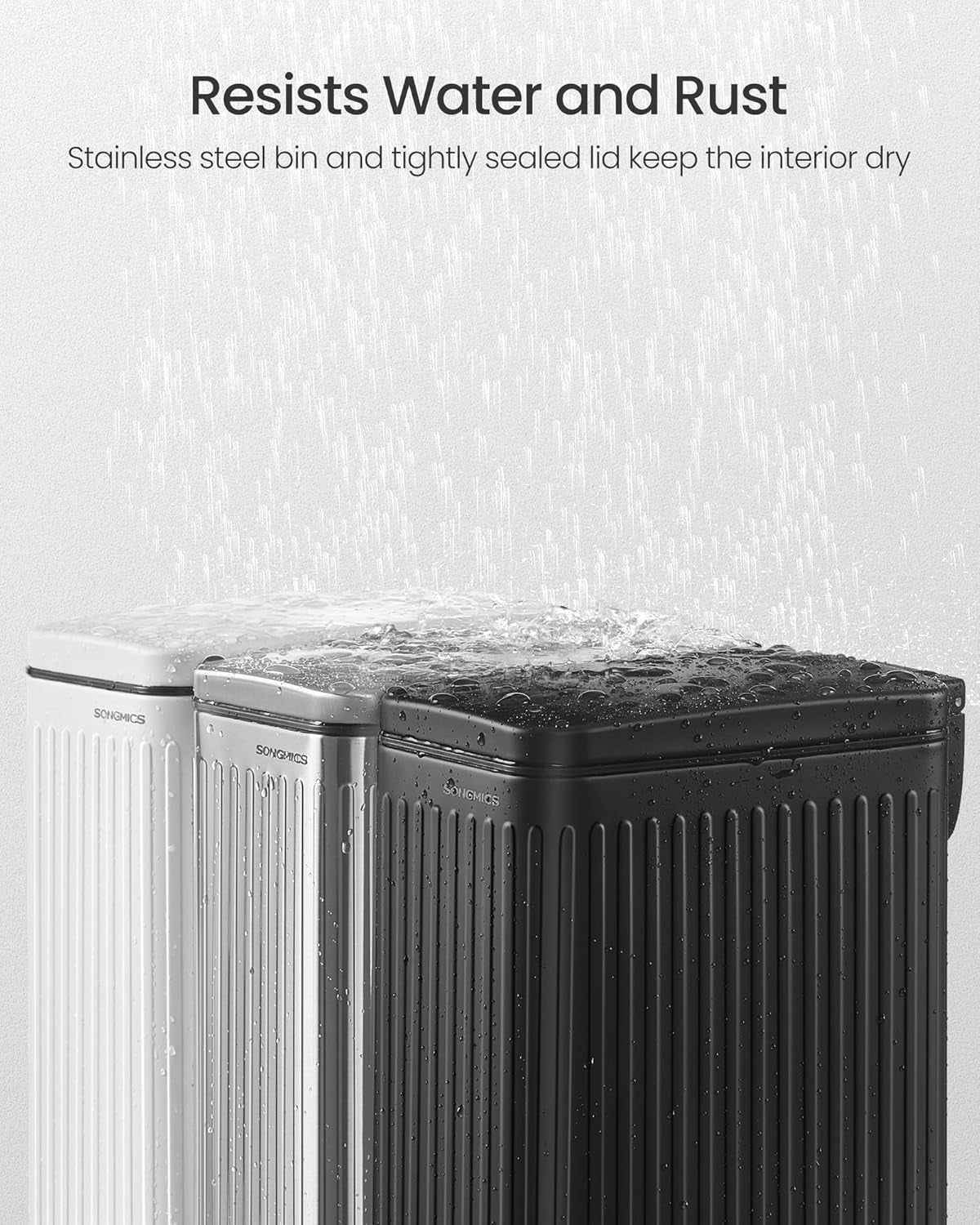 Bathroom Trash Can, 1.6-Gallon (6 L) Trash Bin with Lid, Slim for Small Spaces, Stainless Steel Garbage Can, Soft Close, Silver ULTB563E01