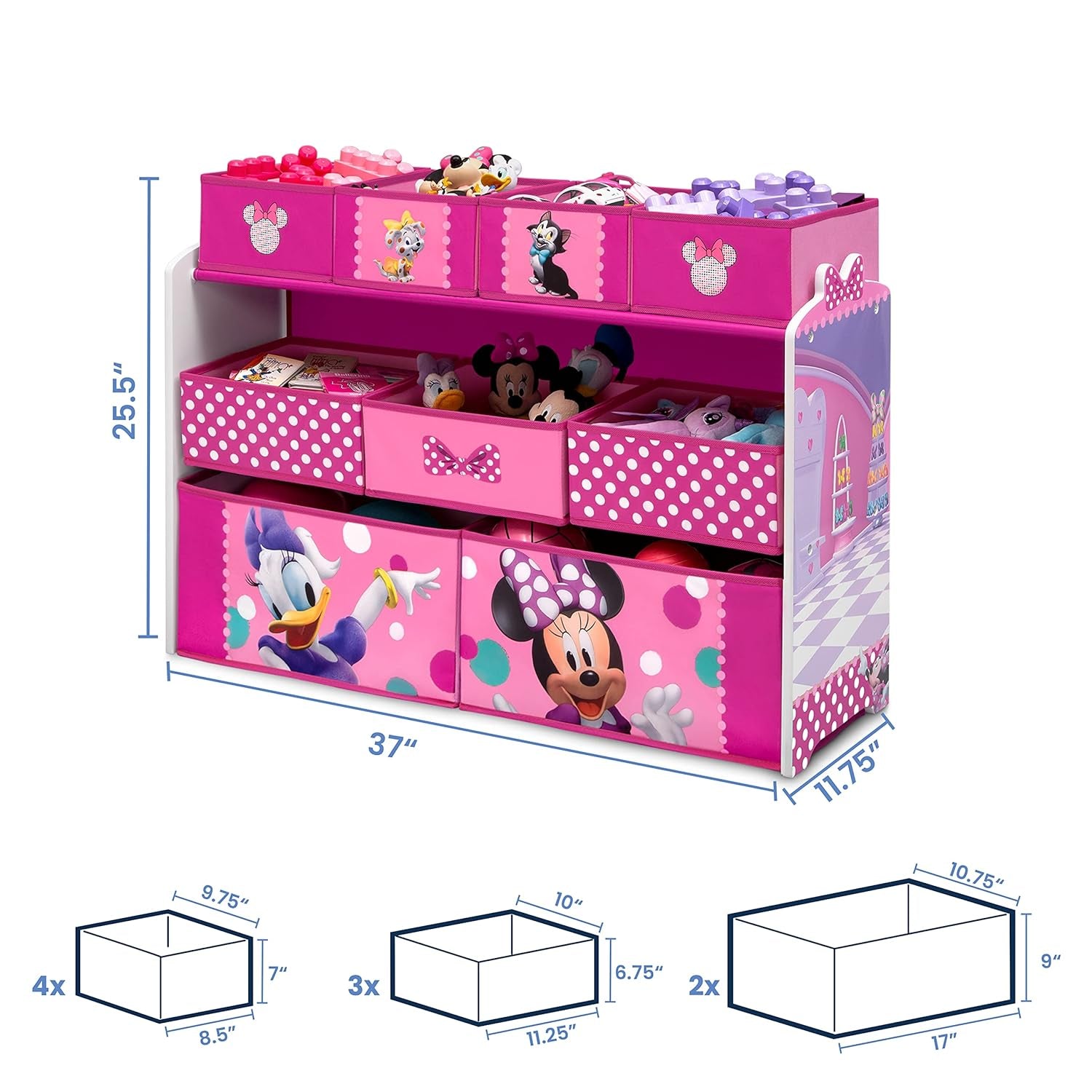 Disney Minnie Mouse Deluxe 9 Bin Design and Store Toy Organizer by , Greenguard Gold Certified