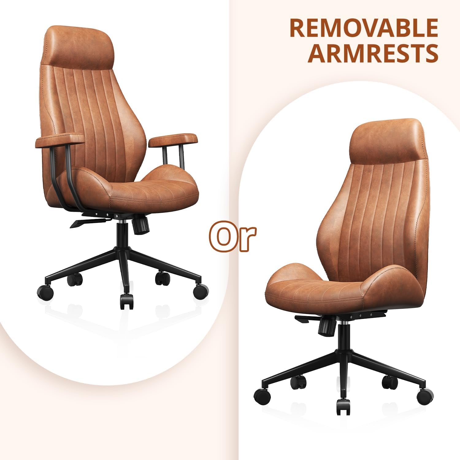 High Back Ergonomic Office Chair 330LBS, Reclining Swivel Desk Chair with Adjustable Height, Thickened Cushions, Comfy Executive Armchair for Home Office Gaming