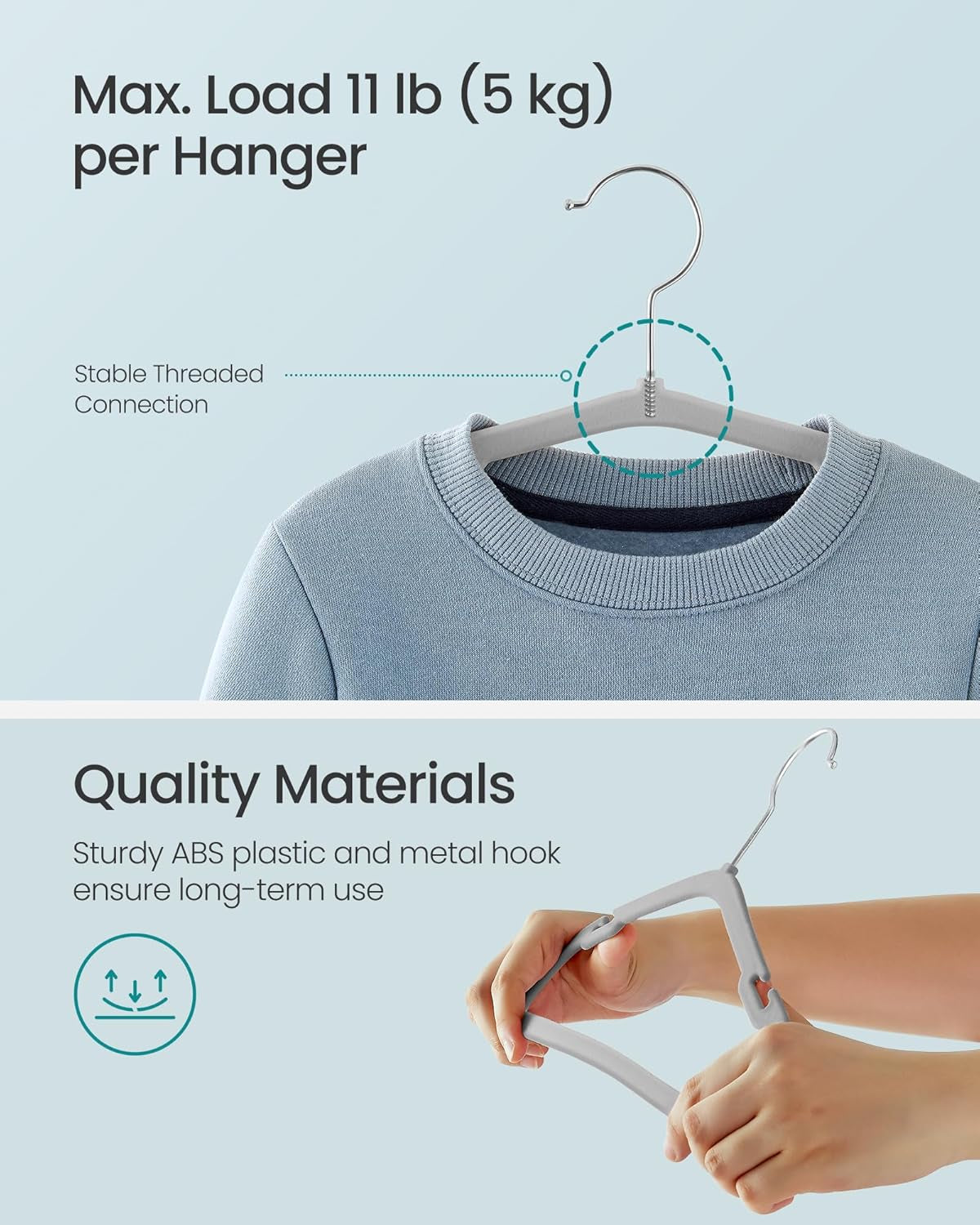 Kids Hangers 50 Pack, 14 X 8 Inches, Non-Slip Velvet Baby Hangers for Closet, Space-Saving, Wide Shoulder Notches, Dove Gray UCRF038G01