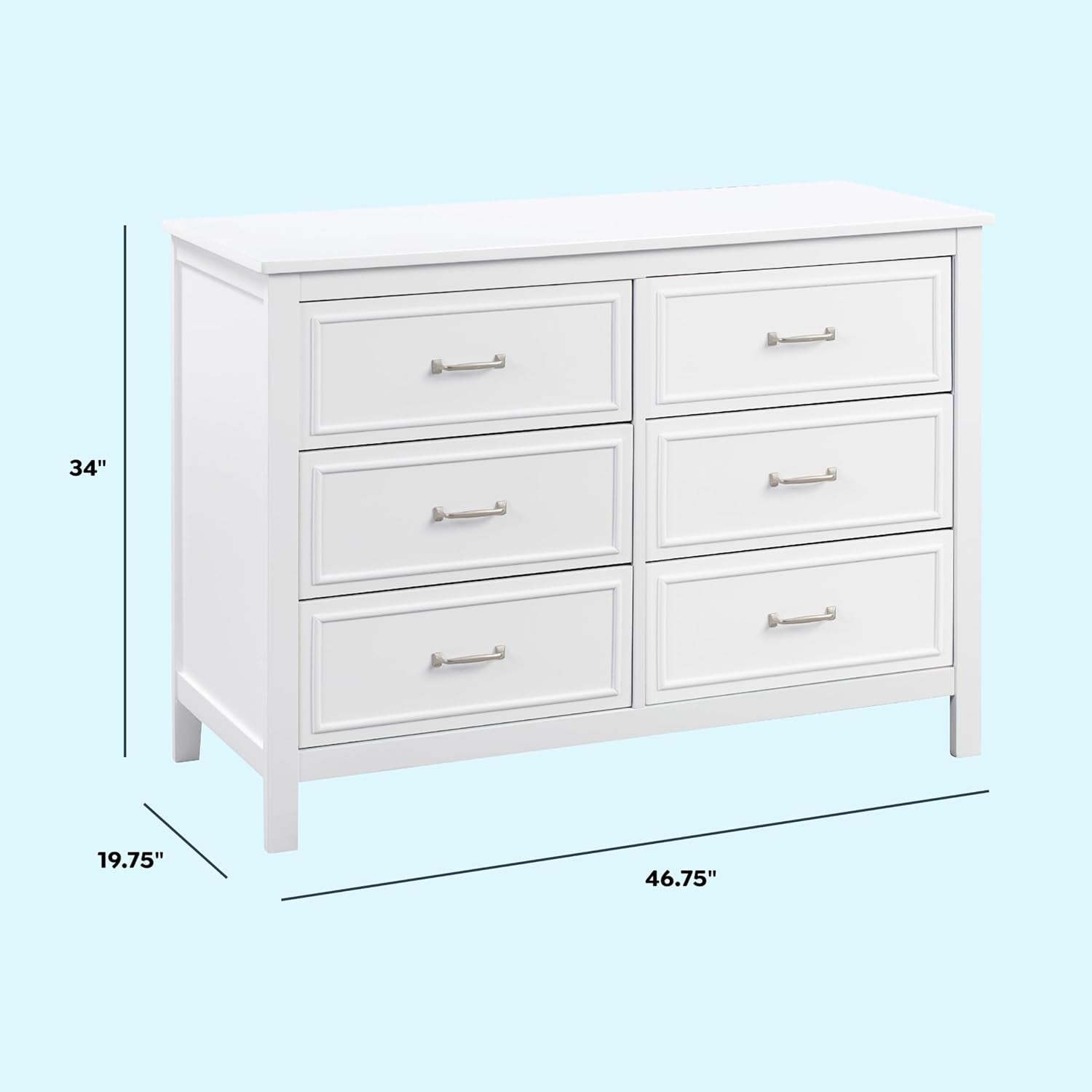 Charlie 6-Drawer Double Dresser in White