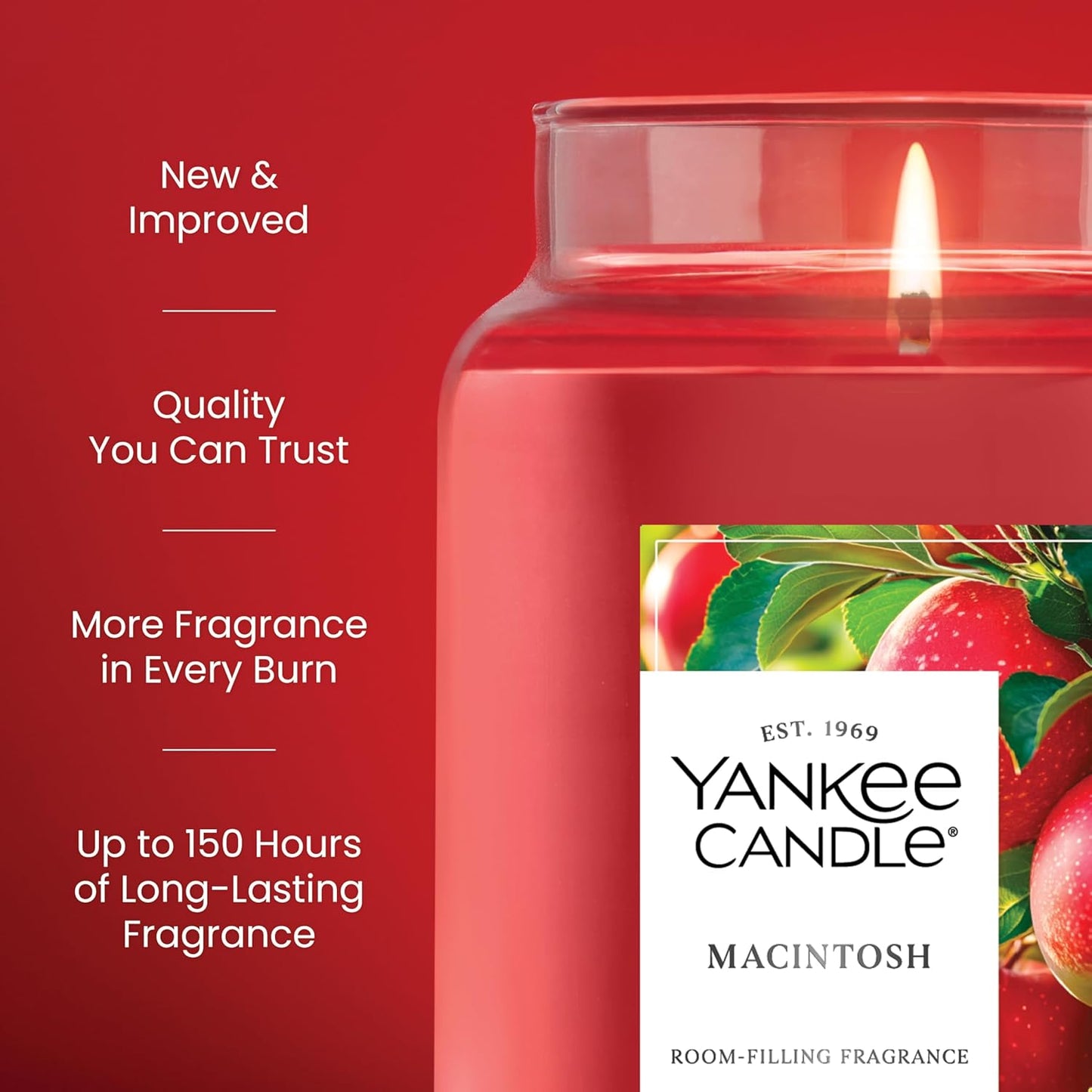Macintosh, Fall Scented Candle, 22Oz Large Jar with up to 150 Hour Burn Time