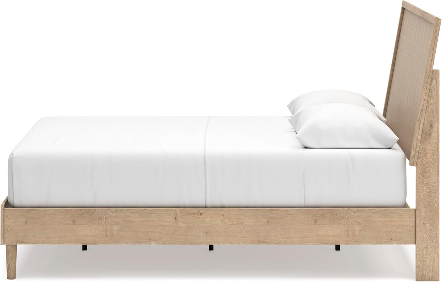 Cielden Farmhouse Queen Panel Platform Bed, Foundation or Box Spring Not Needed, Light Brown