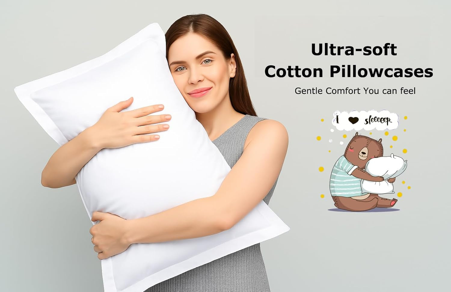 2 Pack Pillow Shams King Size 20X40 – 600 Thread Count 100% Organic Cotton White Pillow Covers with 2 Inch Decorative Flange, Soft & Smooth Premium Hotel-Quality Pillowcases Set of 2