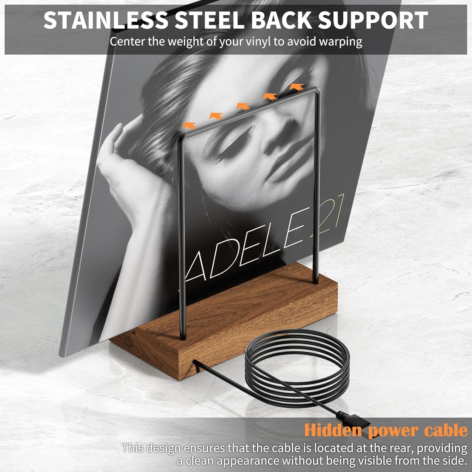 Now Playing Vinyl Record Stand, Light up Vinyl Record Display Stand with RGB Sound Control Pickup Rhythm Lights Bar, Warm White Light with Fingerprint-Proof Acrylic Letters