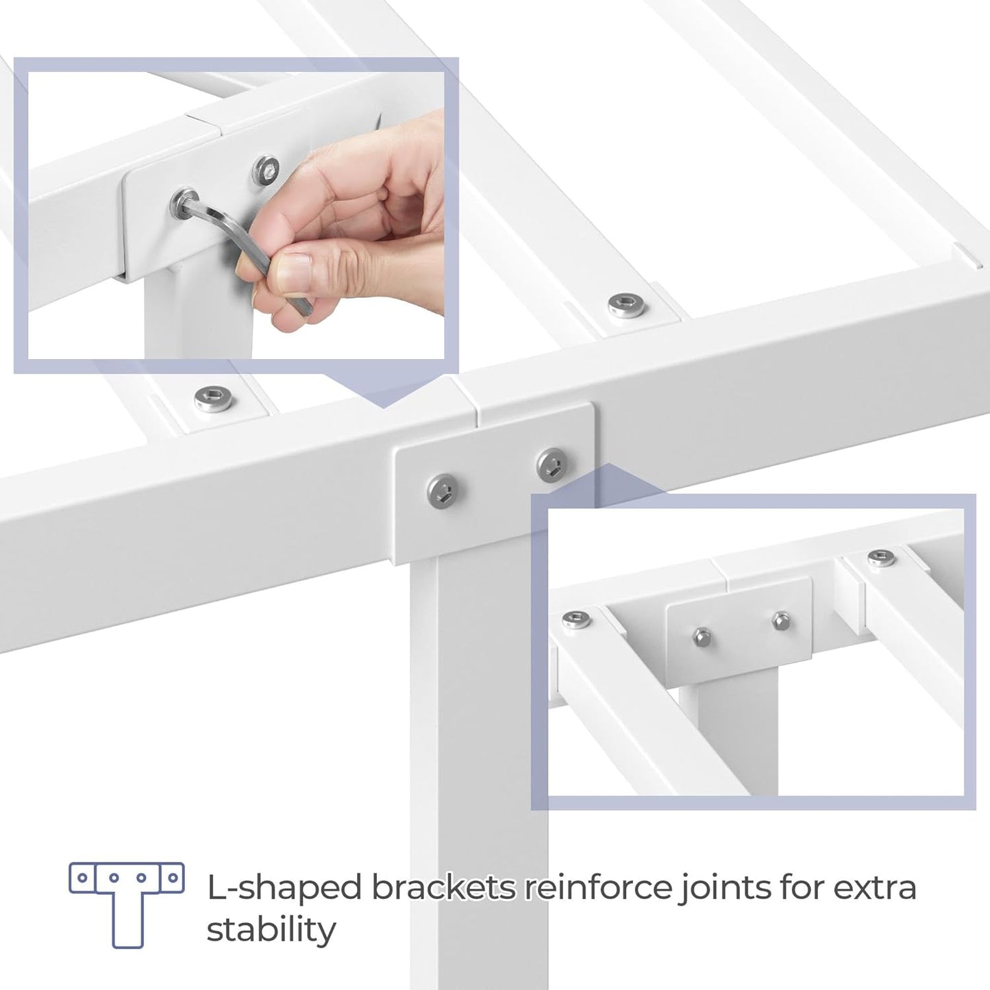 Full Size Metal Platform Bed Frame with Simple Headboard and Footboard, Mattress Foundation for under Bed Storage, Steel Slat Support, No Box Spring Needed, Easy Assembly, White