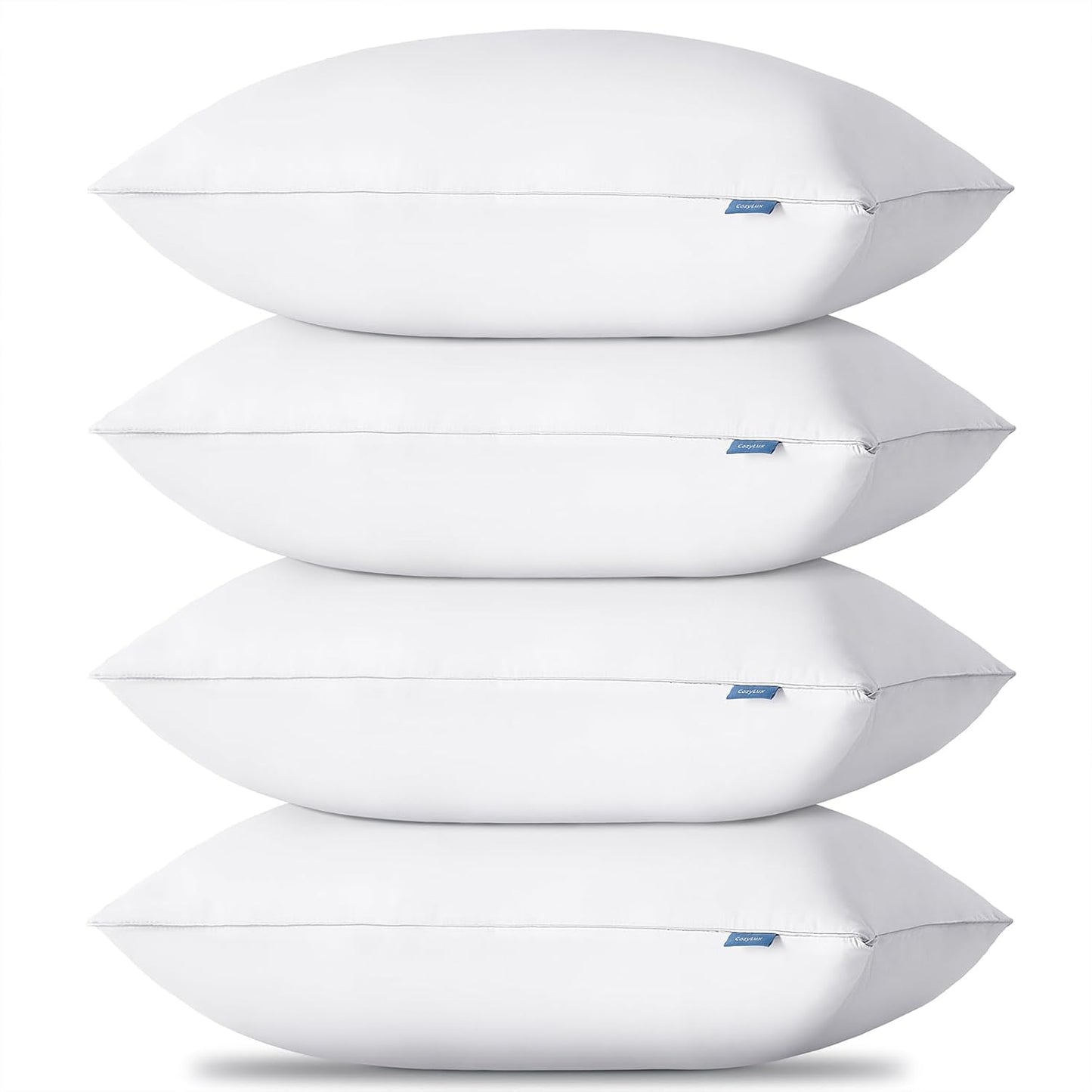 Soft Supportive Bed Pillows for Side and Back Sleepers, Oeko-Tex Certified down Alternative Filling, Hotel Quality Fluffy Sleeping Pillow, White, King - 19" X 34", 4 Pack