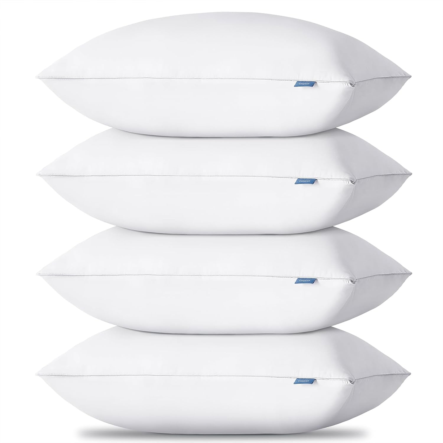 Soft Supportive Bed Pillows for Side and Back Sleepers, Oeko-Tex Certified down Alternative Filling, Hotel Quality Fluffy Sleeping Pillow, White, King - 19" X 34", 4 Pack