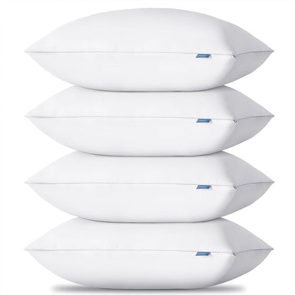 Soft Supportive Bed Pillows for Side and Back Sleepers, Oeko-Tex Certified down Alternative Filling, Hotel Quality Fluffy Sleeping Pillow, White, King - 19" X 34", 4 Pack