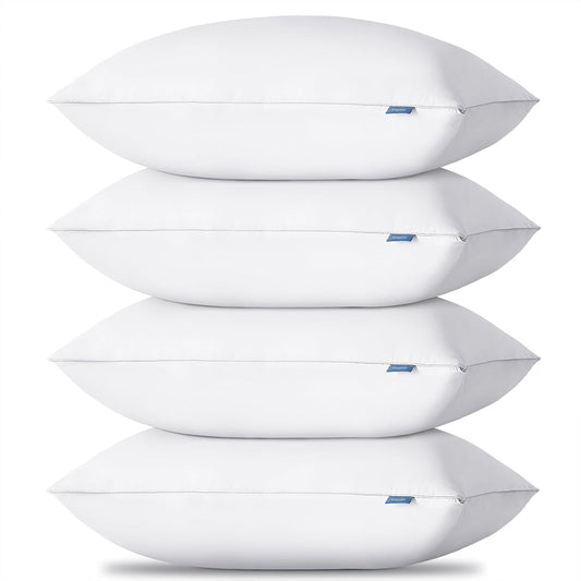 Soft Supportive Bed Pillows for Side and Back Sleepers, Oeko-Tex Certified down Alternative Filling, Hotel Quality Fluffy Sleeping Pillow, White, King - 19" X 34", 4 Pack