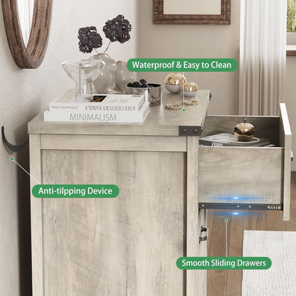 Nightstand with 3 Drawers, 24" Wide Farmhouse Bedside End Table, Rustic Wood Side Table Night Stand with Mental Handle, Tall Modern Small Dresser Chest of Drawers for Bedroom, Living Room, Dorm, Grey
