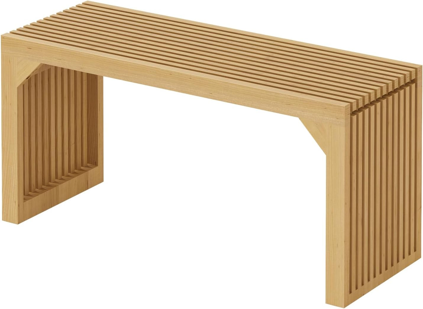 35" Dining Bench, Indoor Wood Bench for Entryway,Living Room,Kitchen and Bedroom (Nature, Long Bench)