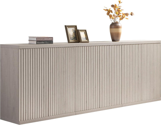 Buffet Cabinet with Storage Accent Sideboard Modern Credenza with Doors & Shelves Fluted Media Console Mid Century Coffee Bar Table for Living Room Kitchen Dining Room Hallway(3Pcs)