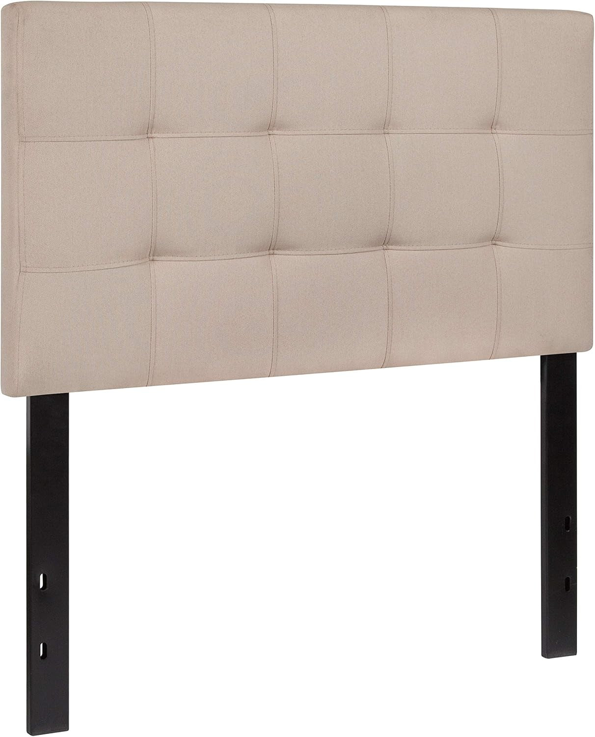 Bedford Box Stitch Tufted Upholstered Twin Size Headboard in Beige Fabric