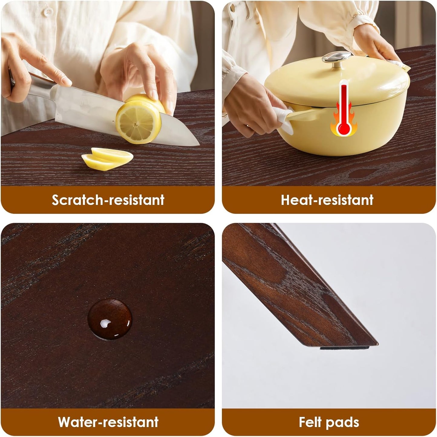 47.2" Solid Wood round Dining Kitchen Table for 4-6 People with Intersecting Pedestal Base