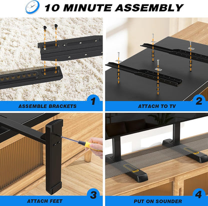 Table Top TV Stand with Height Adjustable TV Legs, TV Stands Base with Cable Management for Most 37 to 86 Inch Flat or Curved Tvs, Steel TV Feet Holds up to 150 Lbs, Max VESA 800X600Mm, Black