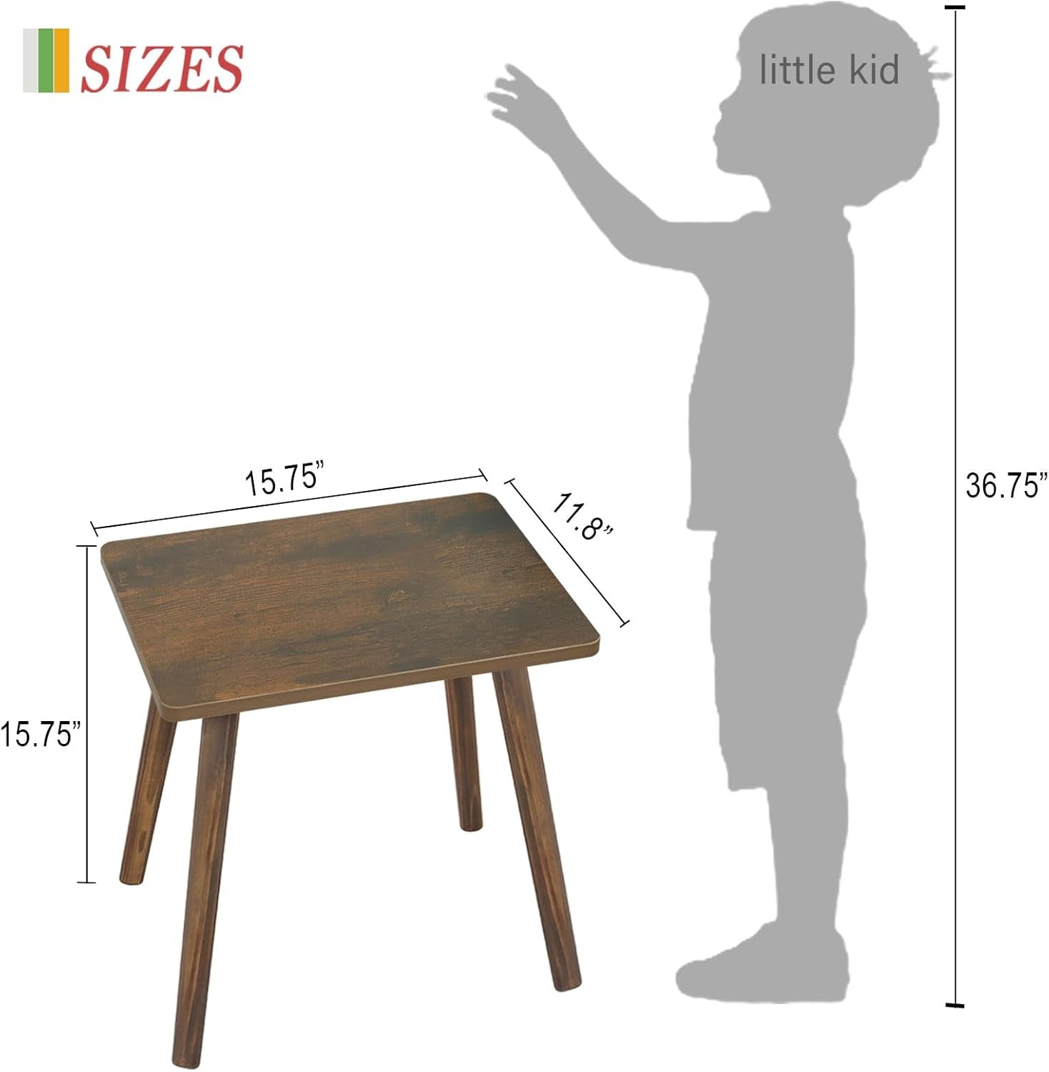 Side Table, Small Wood End Table Living Room, Mini Bed Side Table Modern Accent Nightstand with Solid Wood for Bedroom Office Small Spaces, Rustic Brown