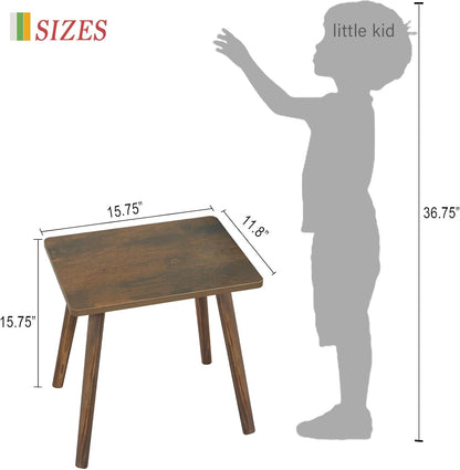 Side Table, Small Wood End Table Living Room, Mini Bed Side Table Modern Accent Nightstand with Solid Wood for Bedroom Office Small Spaces, Rustic Brown