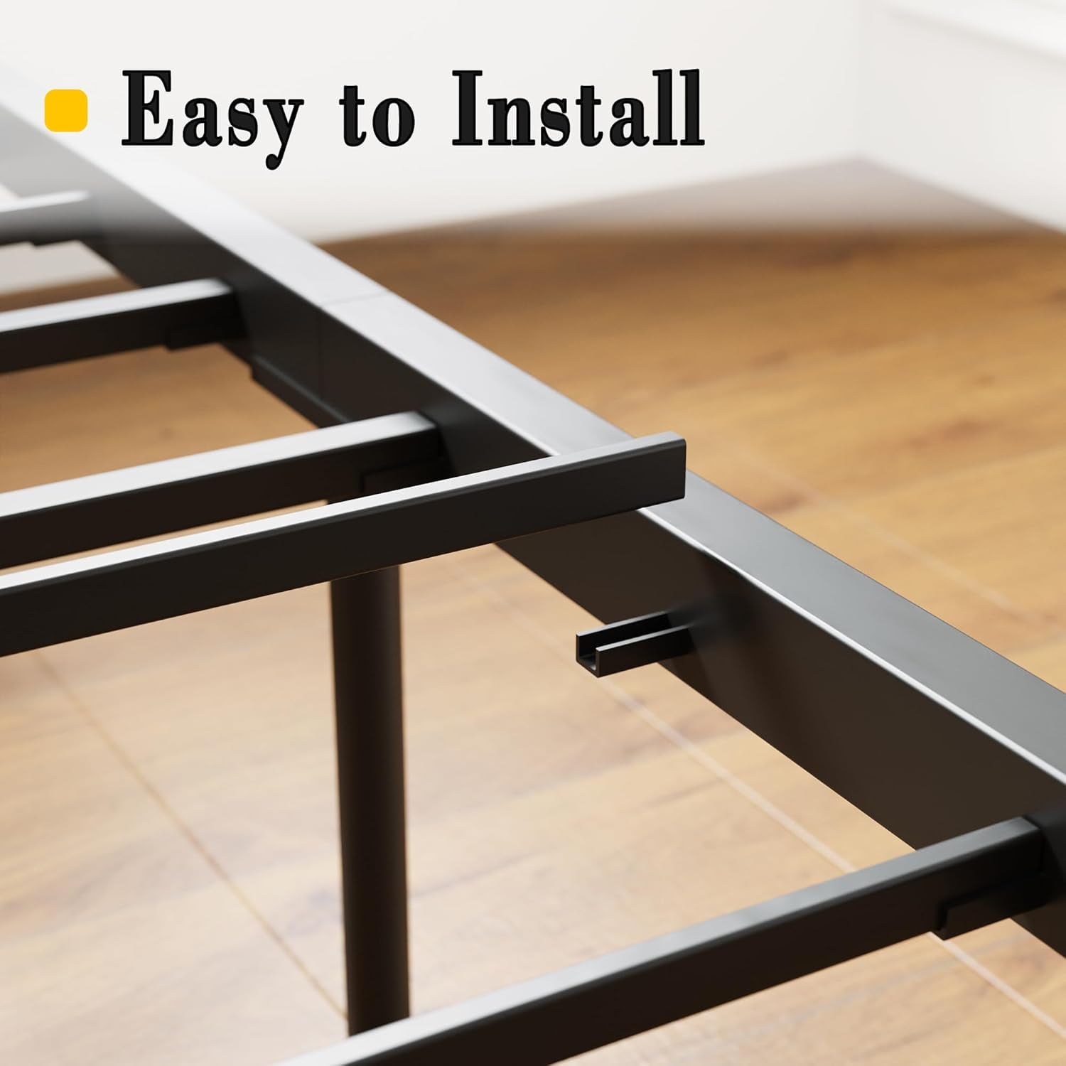 King Bed Frame with Headboard and Footboard, Metal Strong Supports, Easy Assembly, Noise-Free, No Box Spring Needed, Walnut