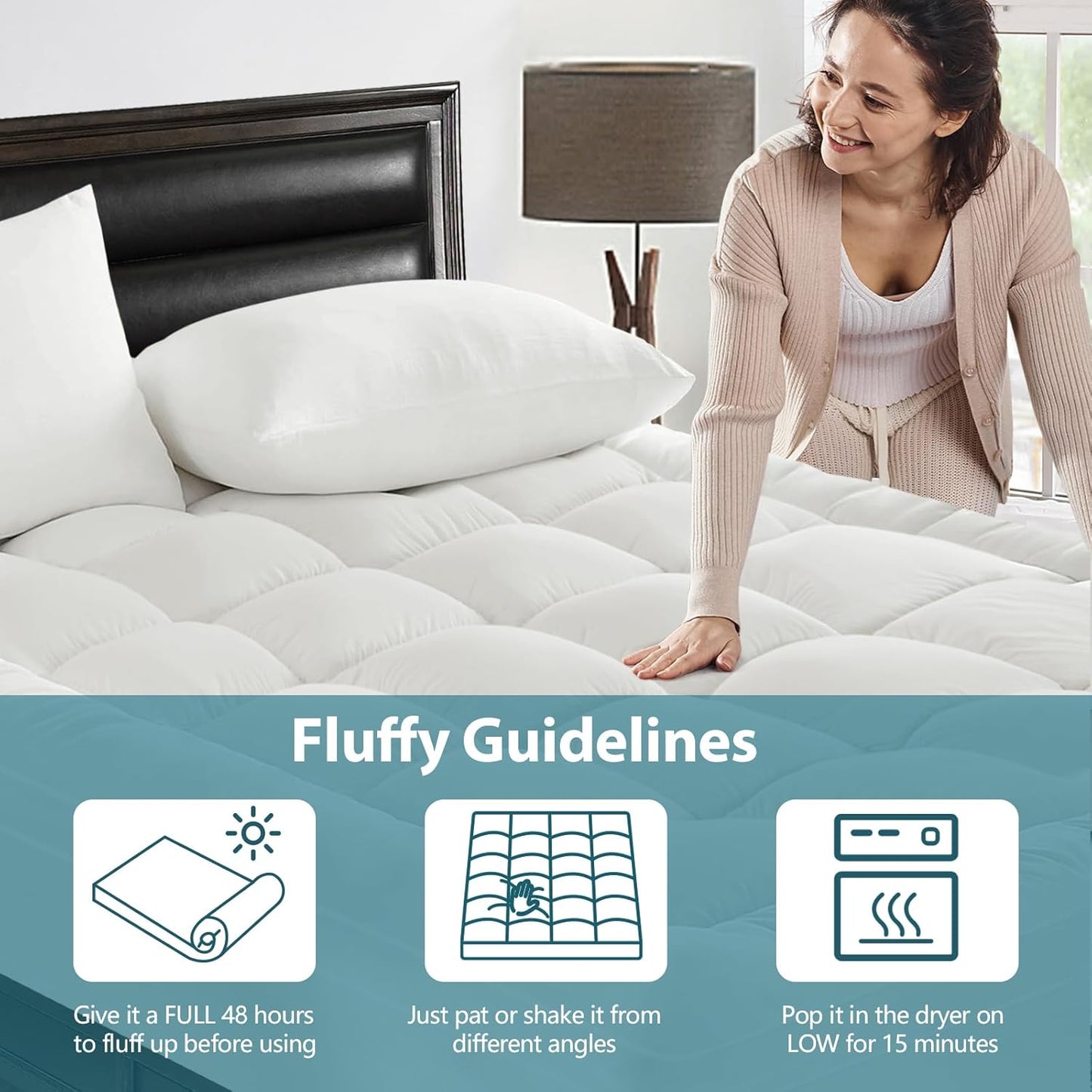 Queen Mattress Topper for Back Pain - Extra Thick Cooling Mattress Pad Cover for Queen Size Bed - Soft Mattress Protector Pillow Top with 8-21 Inch Deep Pocket 3D Snow down Alternative Fill