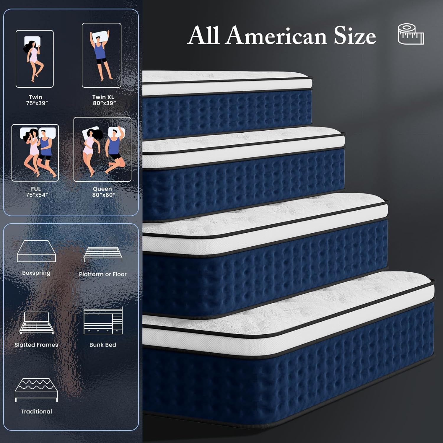 King Size Mattress, 14 Inch Hybrid King Mattress in a Box with Gel Memory Foam [New Version], Individually Pocket Coils Springs, Pressure Relief Motion Isolation, Edge Support, Medium Firm