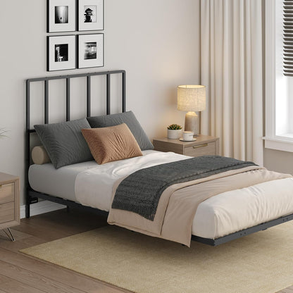 Headboard Twin Size, Metal Headboards with Universal Adapters, Adjustable Height, Modern Head Board Twin Size Only for Bedroom, Black
