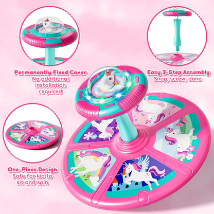 Sit and Spin Toys for Toddlers 1-3 Girls, Toddler Sit N Spin with Lights and Music, 360°Spinning Seat for Body Balance Training, Sensory Toys Birthday Gift for Kids 2-4