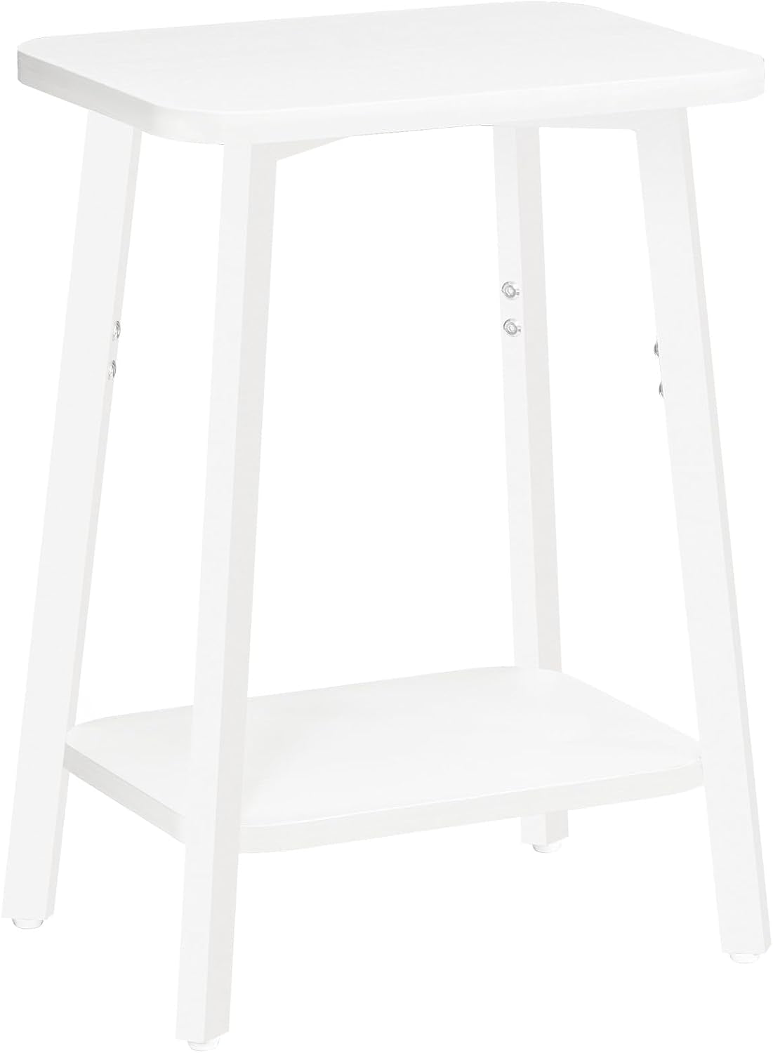 Side Table, Small Rectangular End Table with Storage Shelf, 2-Tier Bedside Table Sofa Couch Table, Nightstand for Small Spaces, Living Room, Bedroom, White ETWT4701