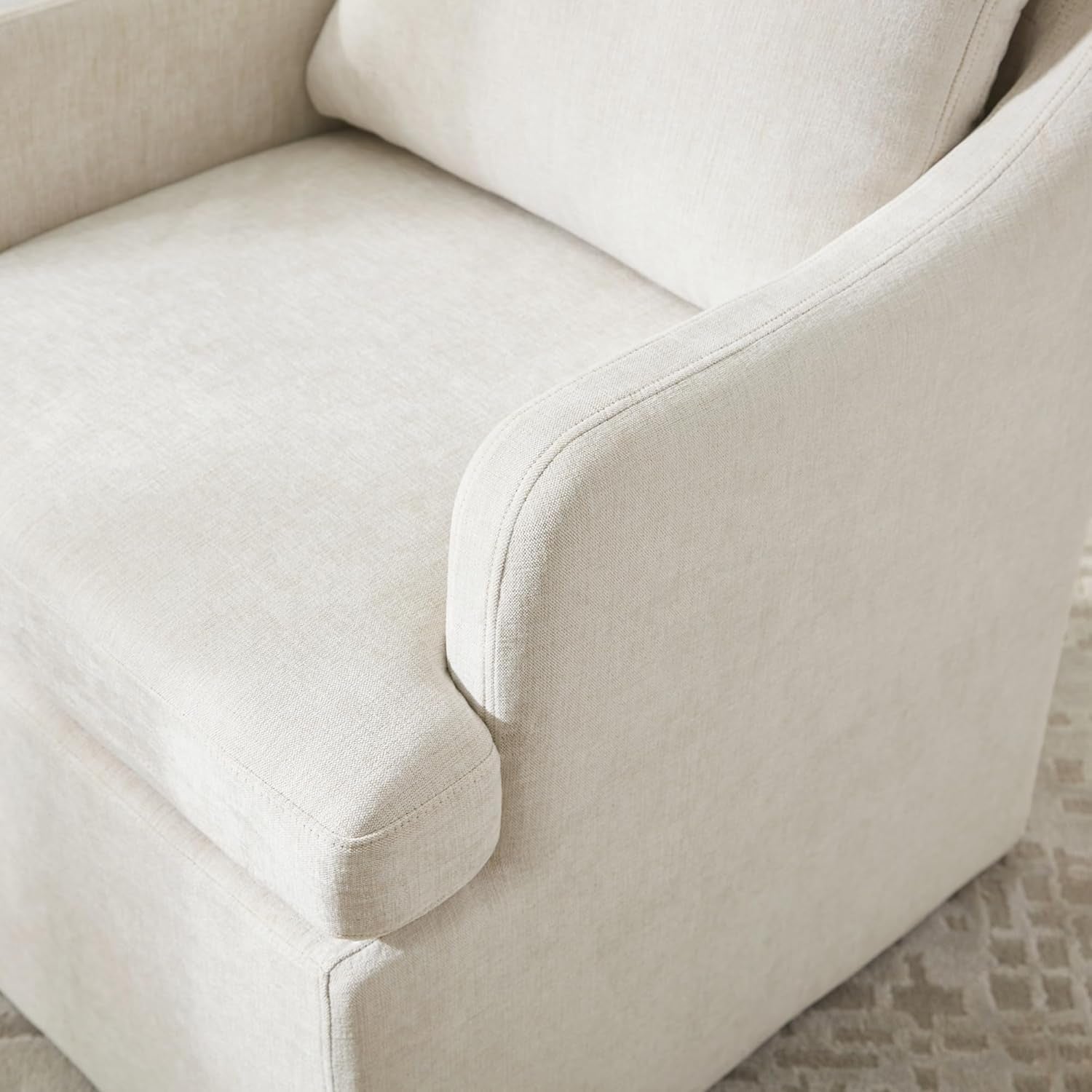 Upholstered Dining Chairs, Modern Kitchen Chairs Dinner Chairs with 4 Casters, Linen Armchair for Bedroom Reading Room Living Room, Beige