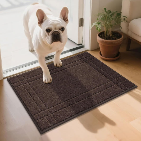 Entryway Rugs Doormat 20"X32", Non-Slip Dirt Trapper Door Mats Indoor, Washable Absorbent and Stain Resist Welcome Floor Mat for Front Door, Dog Door Mat, Muddy Wet Shoes & Paws, Brown