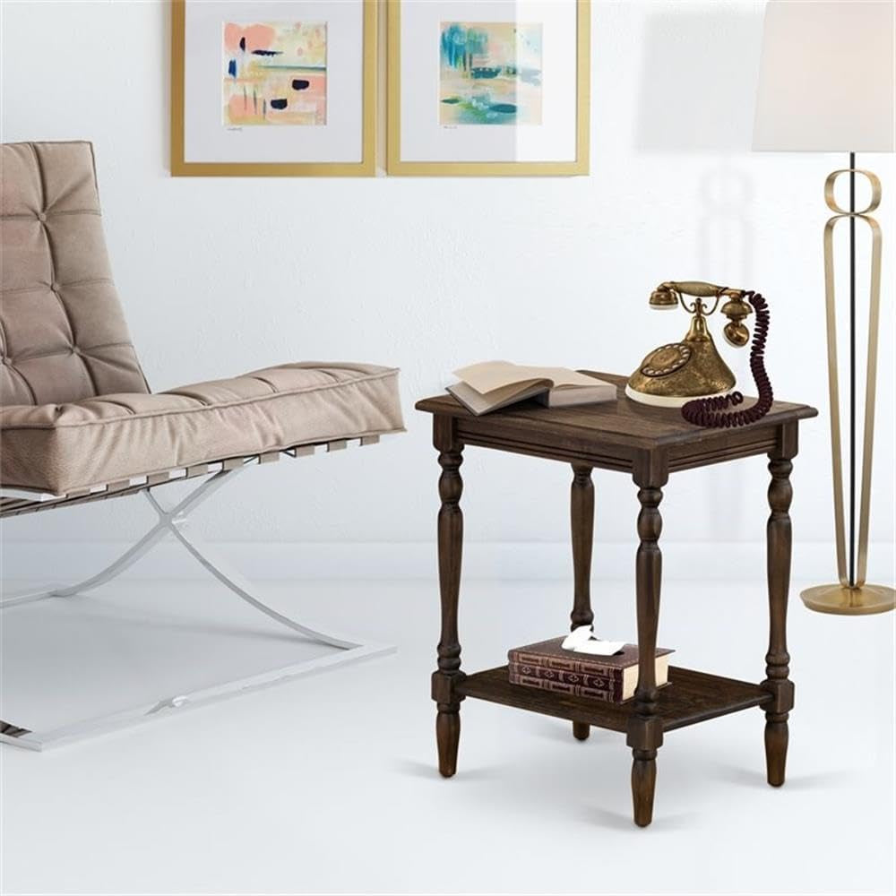 BF-07-ET Bedford Night Stand - Rectangle End Table with Open Storage Shelf for Bedroom, 16X20 Inch Inch, Distressed Jacobean