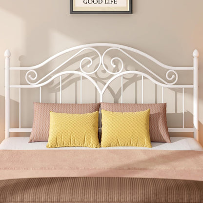 Headboard for Queen Size Bed Frame, Vintage Platform Bed Metal Headboard Only, Height Adjustable, Sturdy and Stable, Queen Size, Easy Assembly,White