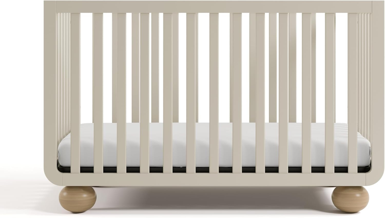 Amalfi Convertible Crib with Toddler Guardrail (Frosted Oat & Driftwood) – GREENGUARD Gold Certified, Toddler Bed Conversion Kit Included, Fits Standard Crib Mattress, Converts to Full Bed