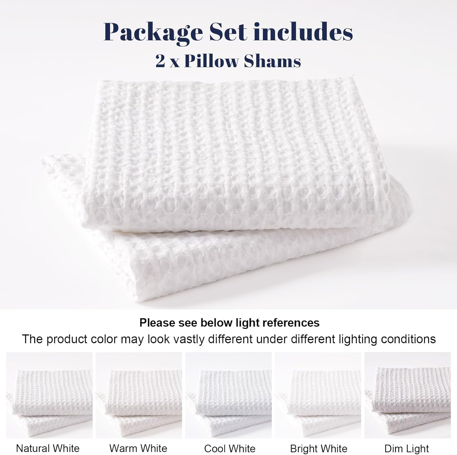 Ultra Soft Waffle Weave Pillow Shams King Size, No Insert, 2 Pack 20" X 36" Pillowcases,Breathable & Skin-Friendly Pillow Cases, Stylish Decorative Bed Pillow Cases Covers,White