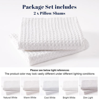 Ultra Soft Waffle Weave Pillow Shams King Size, No Insert, 2 Pack 20" X 36" Pillowcases,Breathable & Skin-Friendly Pillow Cases, Stylish Decorative Bed Pillow Cases Covers,White