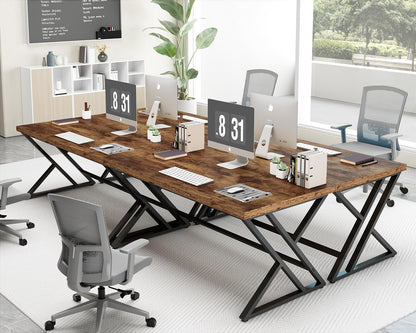 Rustic Computer Desk, Metal Wood Home Office Desk, Industrial Simple Study Executive Desk for Writing Work, Wooden Student Gaming Computer PC Table with Storage for Bedroom, 55 Inch, Rustic Brown