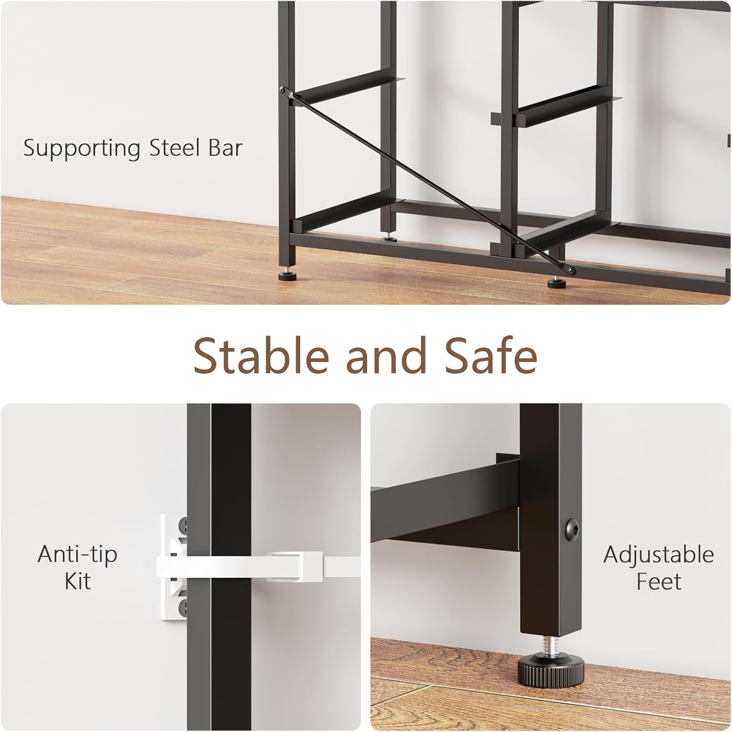 63” Long Dresser for Bedroom, TV Stand for 65 to 75 Inch TV, Black Dresser with 10 Fabric Drawers, Chest of Drawer for Closet, Entertainment Center with Power Outlet & LED Light